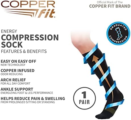Copper Fit Energy Unisex Easy-On/Easy-Off Knee High  Socks - Image 2