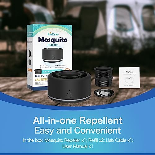 RibRave Electronic Mosquito Repeller Insect Repellent Indoor and Outdoor, 30 ft Mosquito-Free Zone, Rechargeable Mosquito Repellent Device, 2 Refills (Black) - Image 7