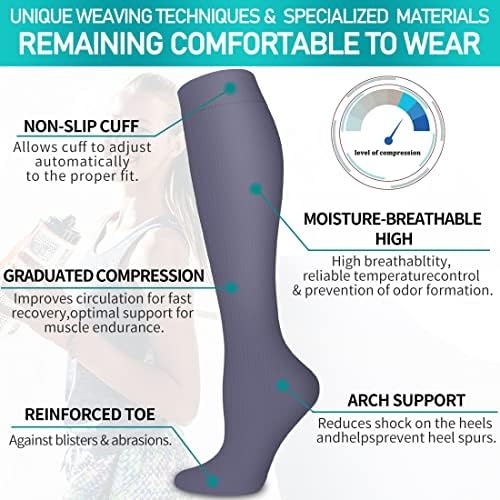 COOLOVER Copper Compression Socks for Women and Men(6 Pairs)-Best Support for Running, Athletic, Nursing, Travel - Image 5