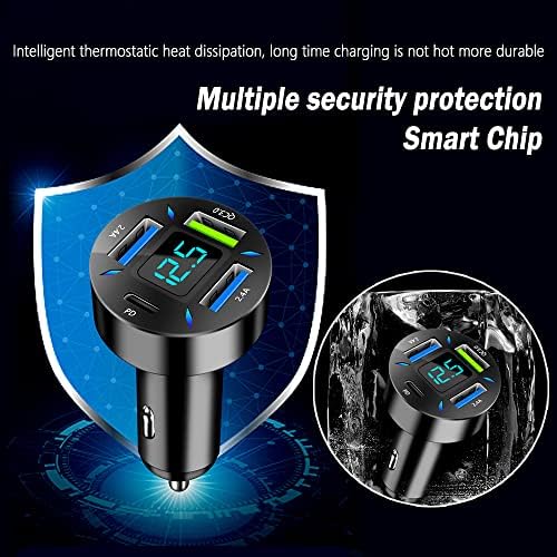 Car Charger 66W Super Fast Charging with USB PD&QC 3.0(Voltmeter&LED Lights) Universal Quick Charge - Image 5