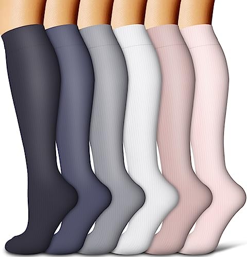 COOLOVER Copper Compression Socks for Women and Men(6 Pairs)-Best Support for Running, Athletic, Nursing, Travel